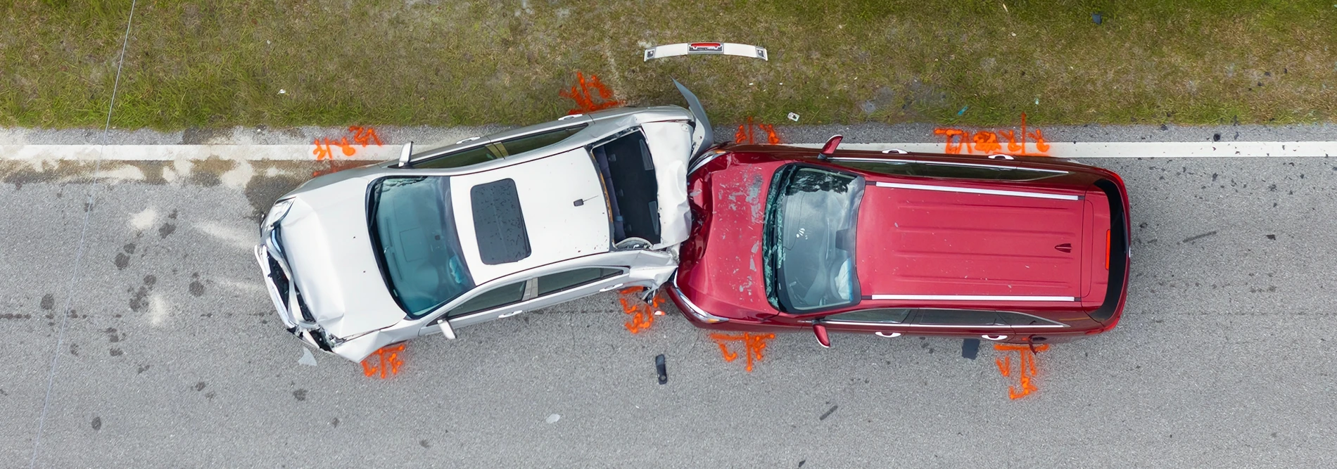arial view of a car crash